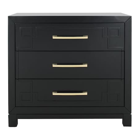 Safavieh Raina 3 Drawer Chest; Black & Gold CHS6412C